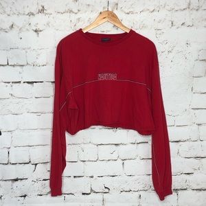 Nautica long sleeve red crop top